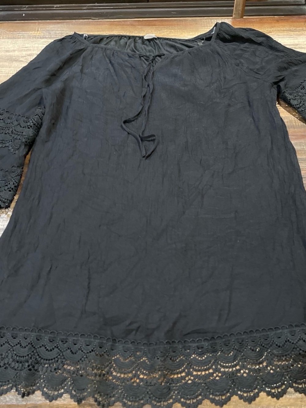 Wrangler Black Crochet-Hem Swim Coverup